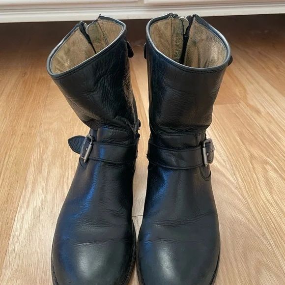 FRYE Veronica VTG BLACK LEATHER Shortie Boots Size 8 - Picture 14 of 16